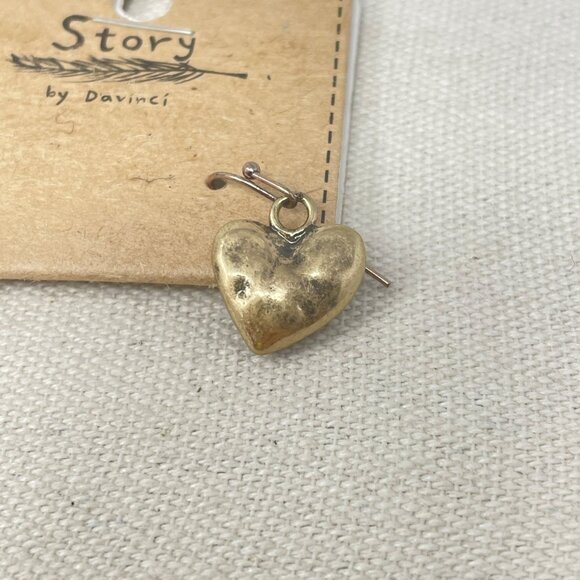 Story by Davinci Heart Earrings Burnished Gold-Tone Dangle‎ Love Dainty Coquette - Picture 3 of 4